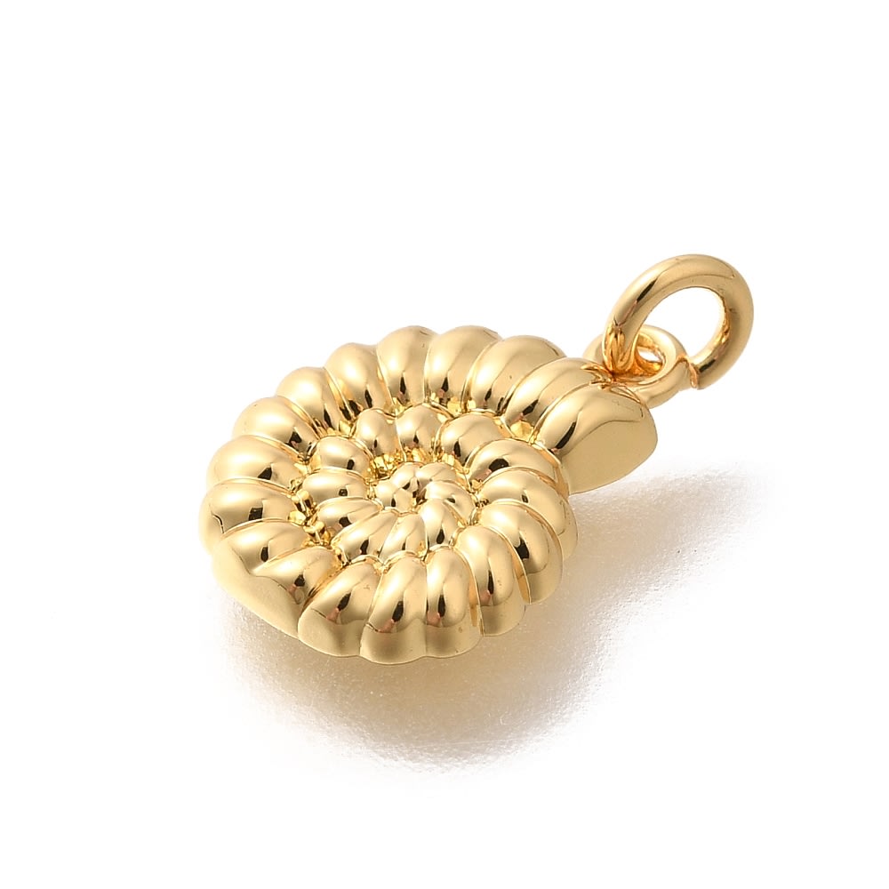 Dije colgante concha caracol terrestre 13.5 mm baño oro / unidad2