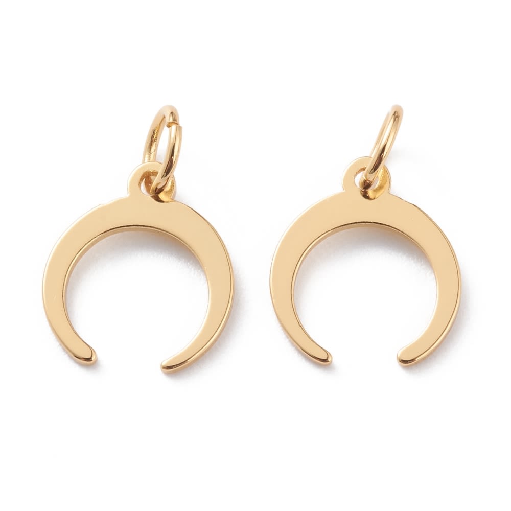 Dije colgante luna invertida 11.5 mm baño de oro / unidad1
