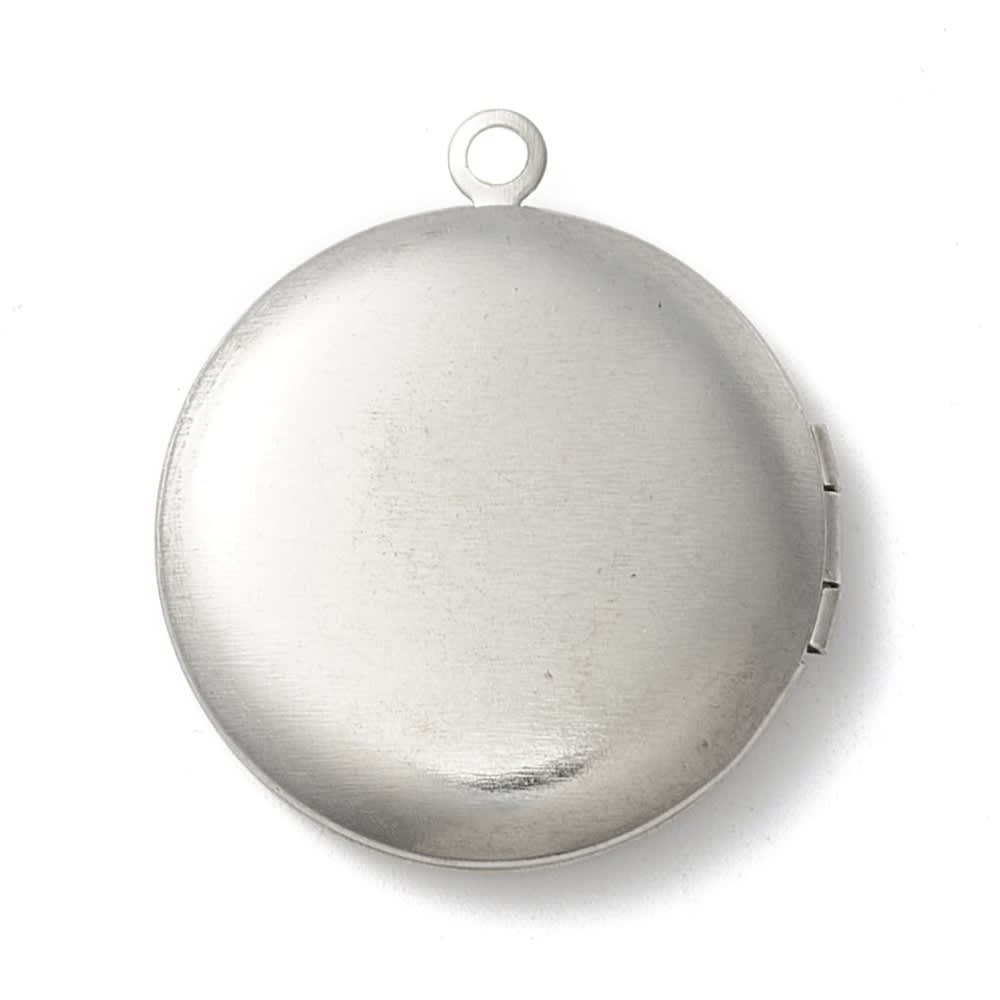 Relicario foto portafoto locket redondo flor acero plateado / unidad5