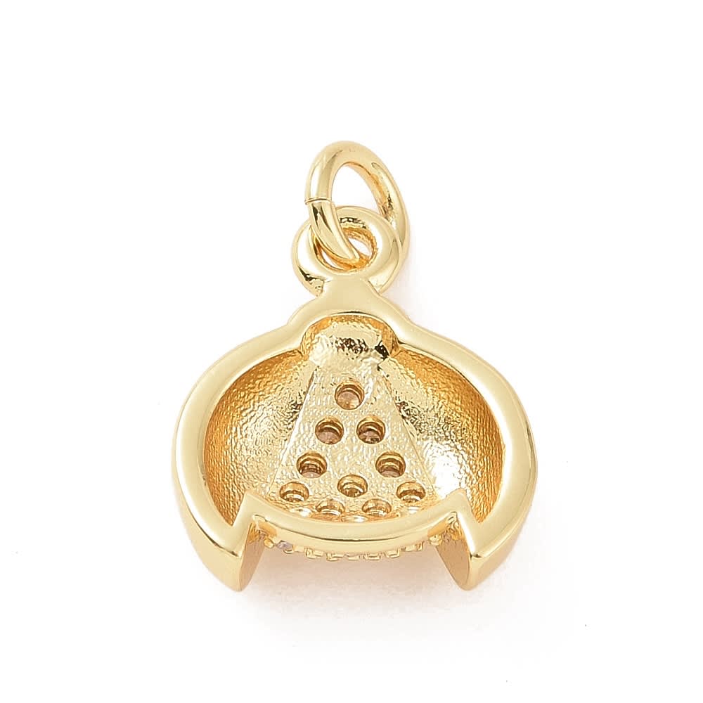 Dije colgante mariquita chinita zircones 13 mm baño oro / unidad3