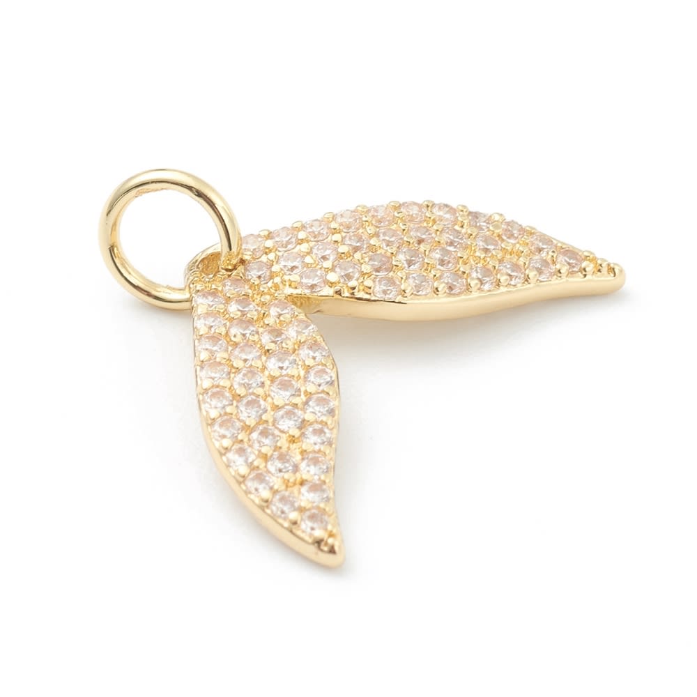 Dije colgante cola de sirena pez 17 mm zircón baño oro / unidad1