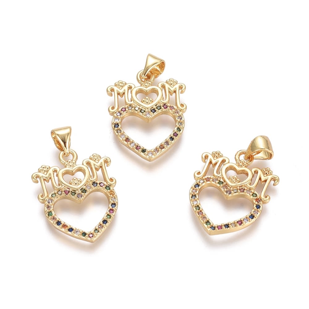 Dije colgante mom corazón color baño de oro / unidad1