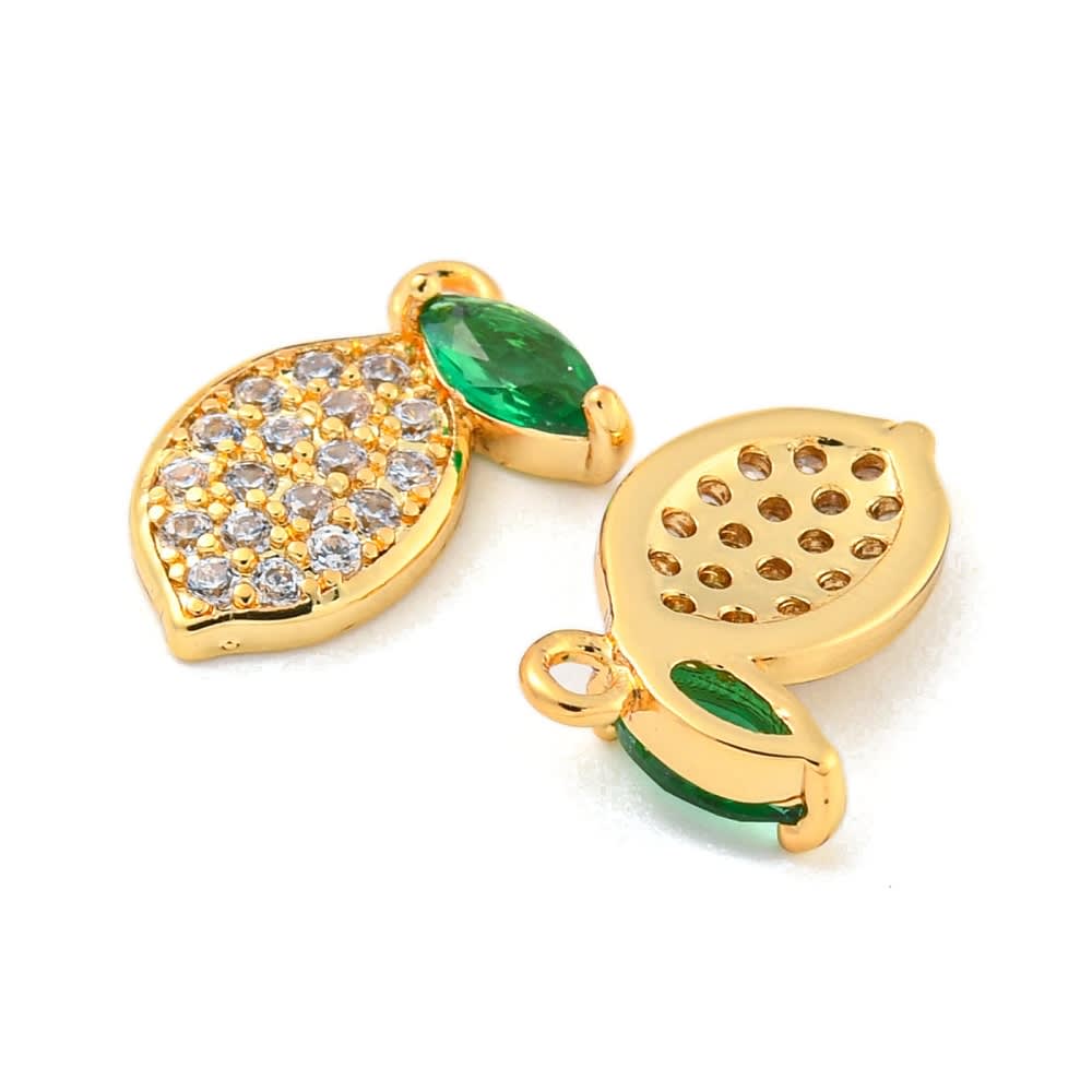 Dije colgante limón 12 mm zircón baño de oro / unidad2