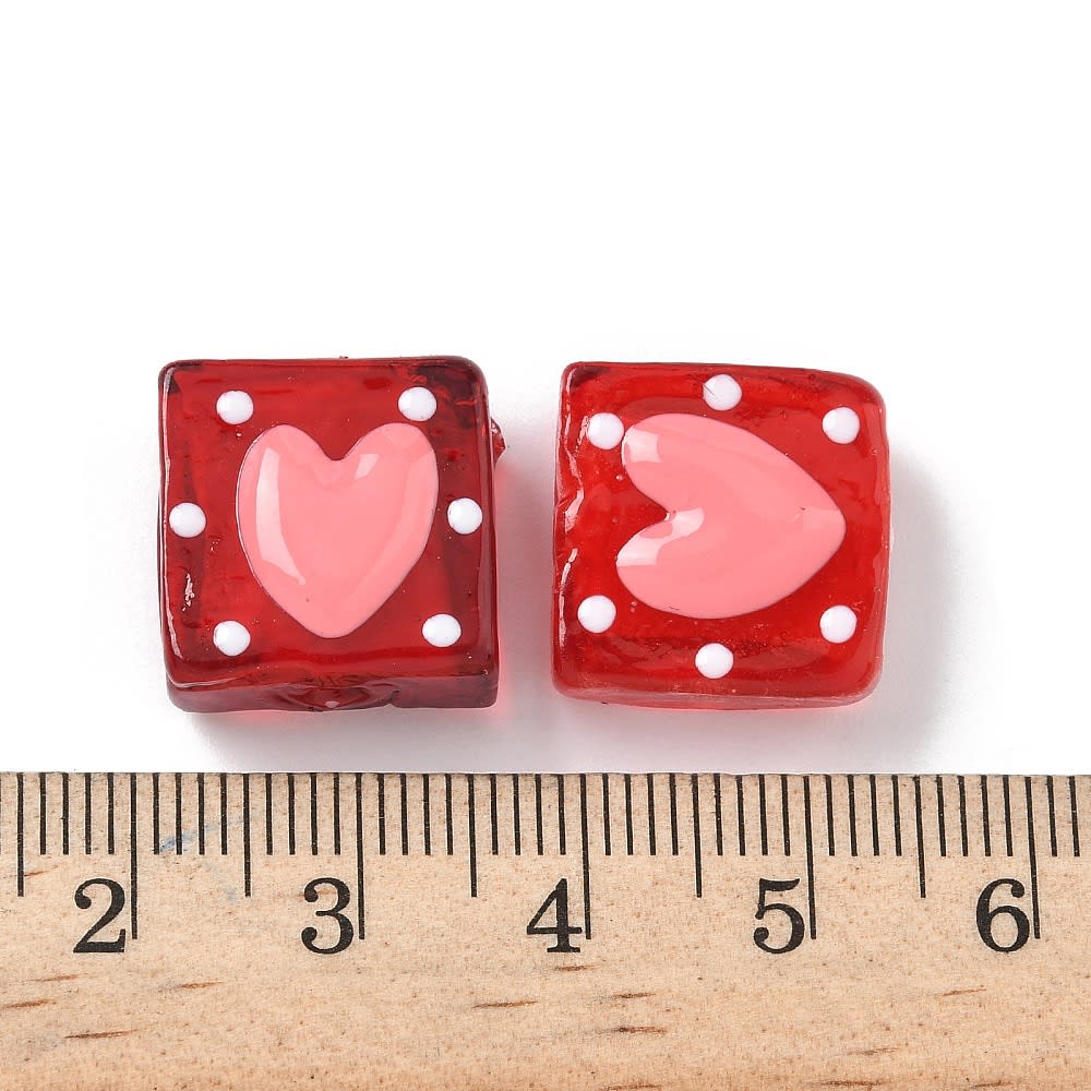 Dije pasador cuboide 16x15 mm corazón murano / unidad3