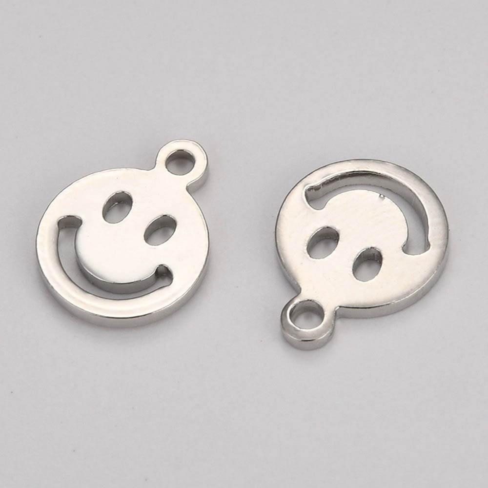 Dije colgante mini smiley carita feliz 10 mm baño de oro / unidad4