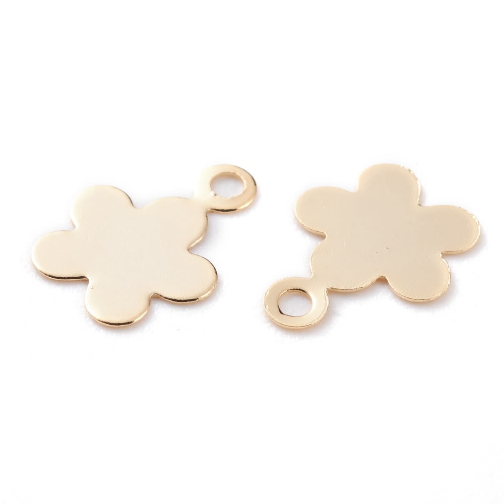 Dije colgante flor 5 petalos 9.5 mm dorada plateada / unidad7