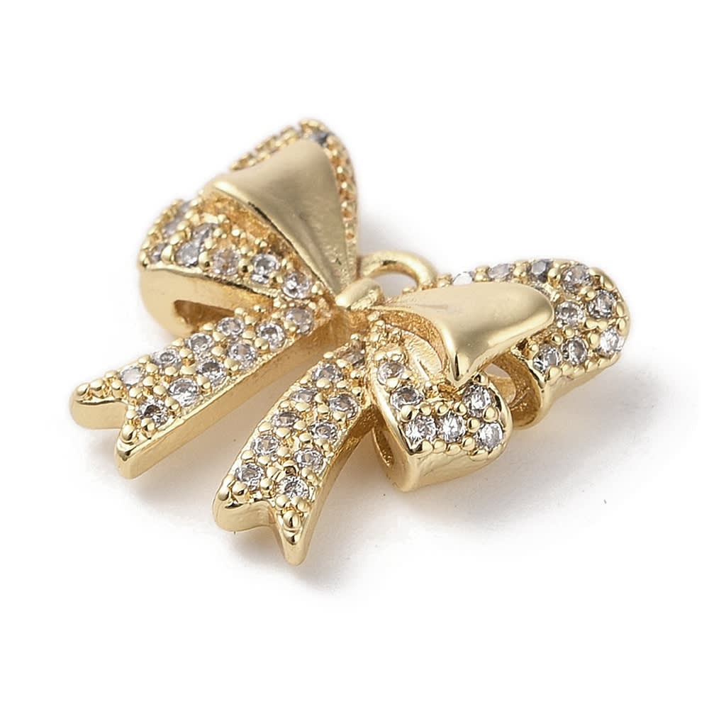 Dije colgante lazo coquette 14 mm baño oro / unidad2