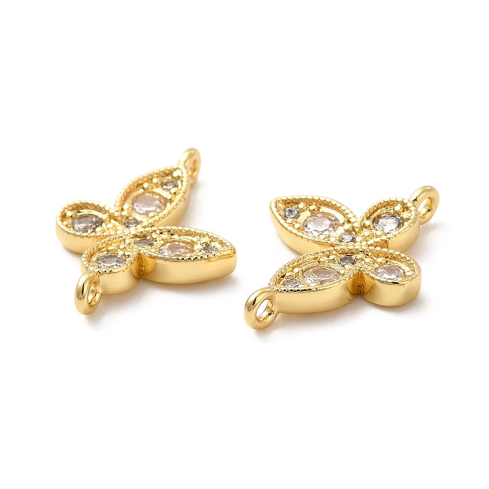 Dije conector mariposa baño de oro zircón / unidad3