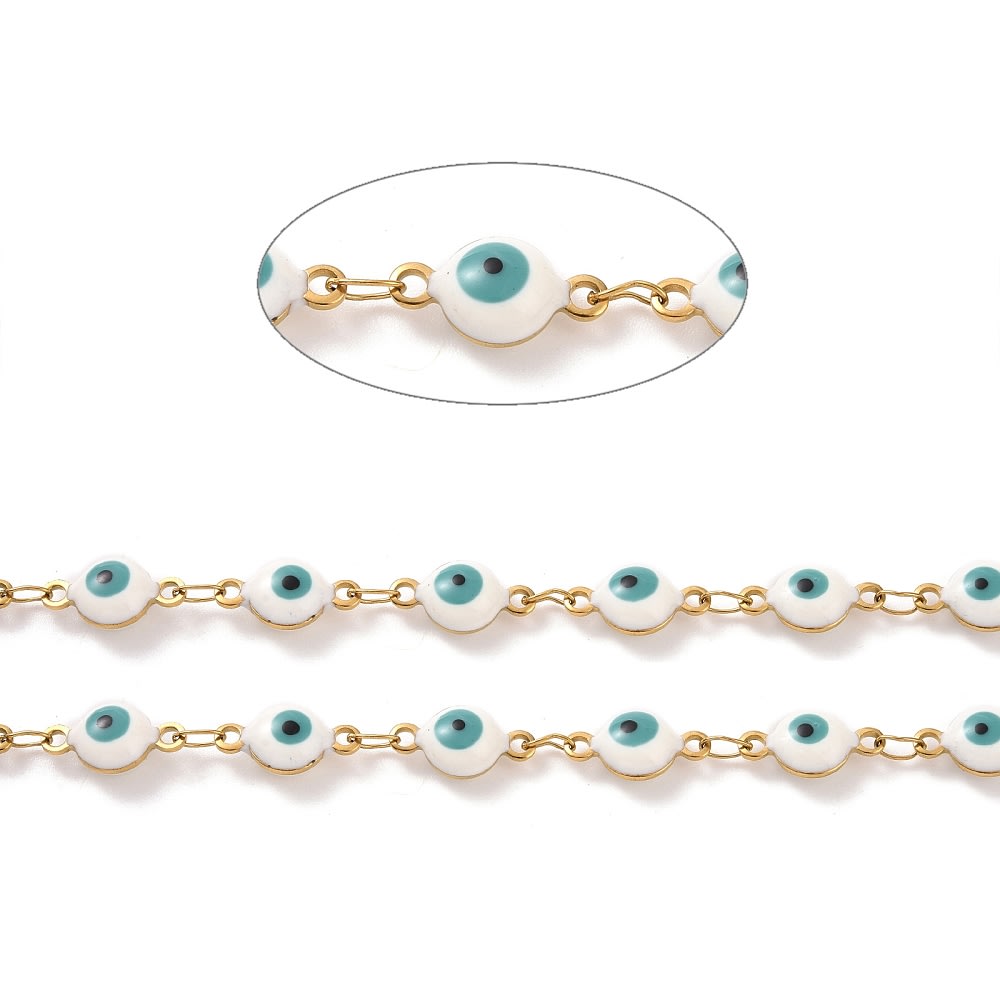 Cadena con ojo turco protección nazar acero dorado / metro3