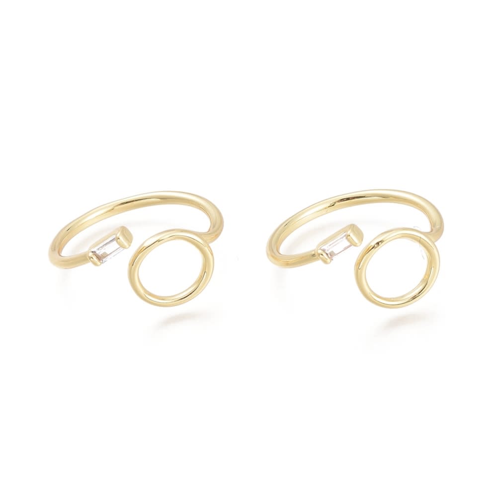 Anillo ajustable círculo minimalista zircón baño de oro / unidad2