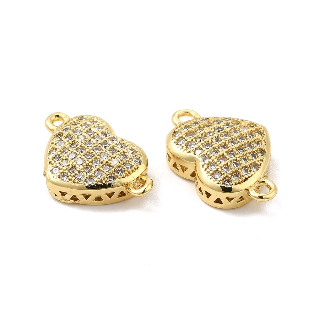 Dije conector zircón corazón dorado plateado / unidad6