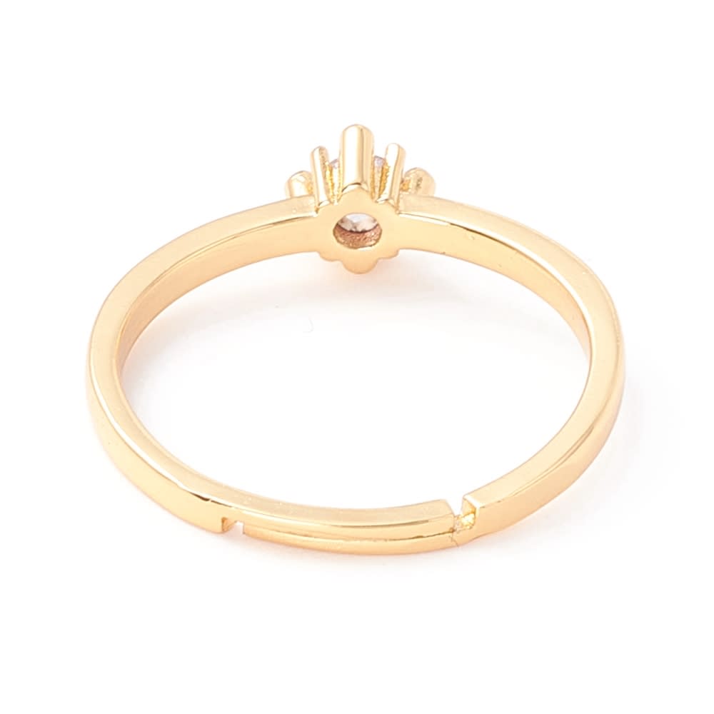 Anillo ajustable zircón solitario baño de oro / unidad4