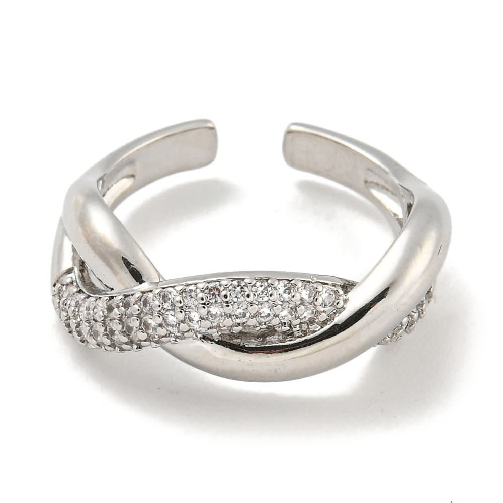 Anillo ajustable líneas cruzadas zircón dorado plateado / unidad6