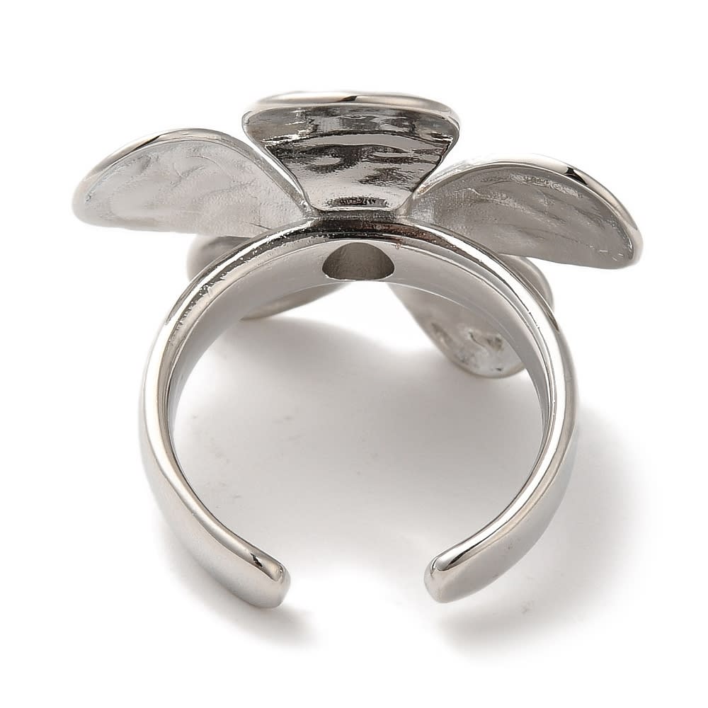Anillo ajustable Maxi Flor baño oro platino / unidad5