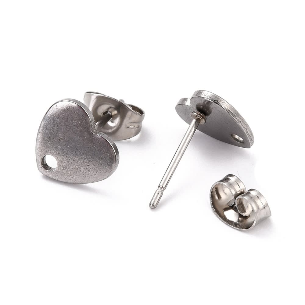 Base de aros topito corazón 12 mm acero / Par4