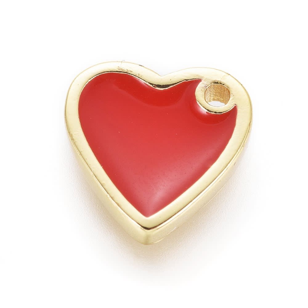 Dije esmaltado corazón apple heart 10 mm baño de oro / unidad2