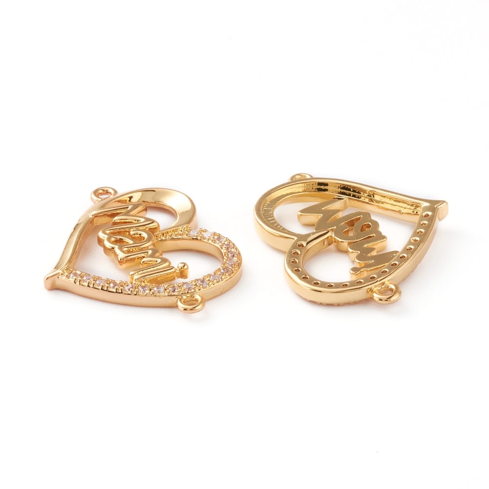 Dije conector mamá mami zircón corazón baño de oro / unidad2