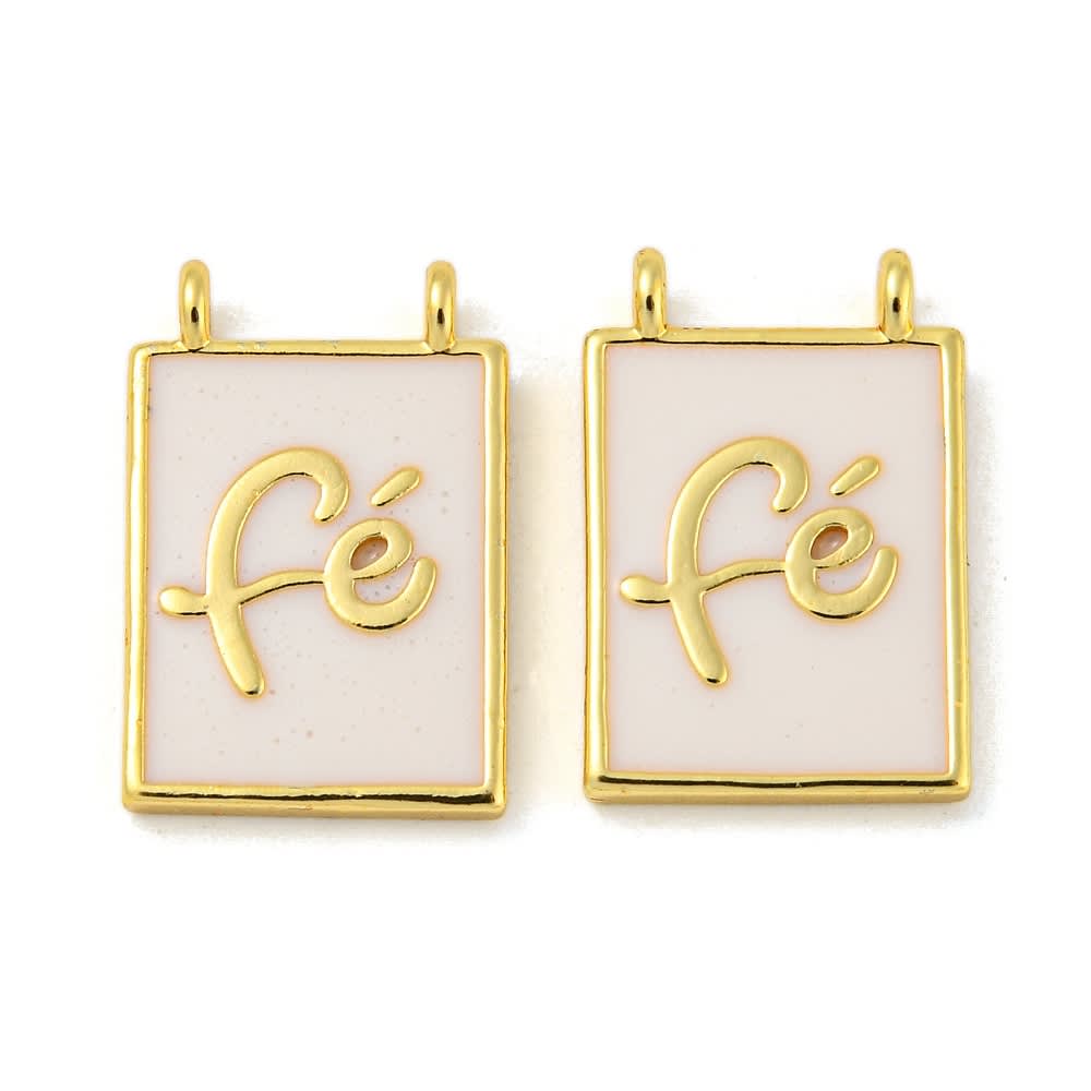 Dije conector esmaltado escapulario religioso fe 18 mm baño oro / unidad1