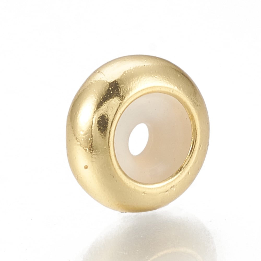 Broche redondo ajustable con goma interna 7.5x4 mm baño oro / unidad1