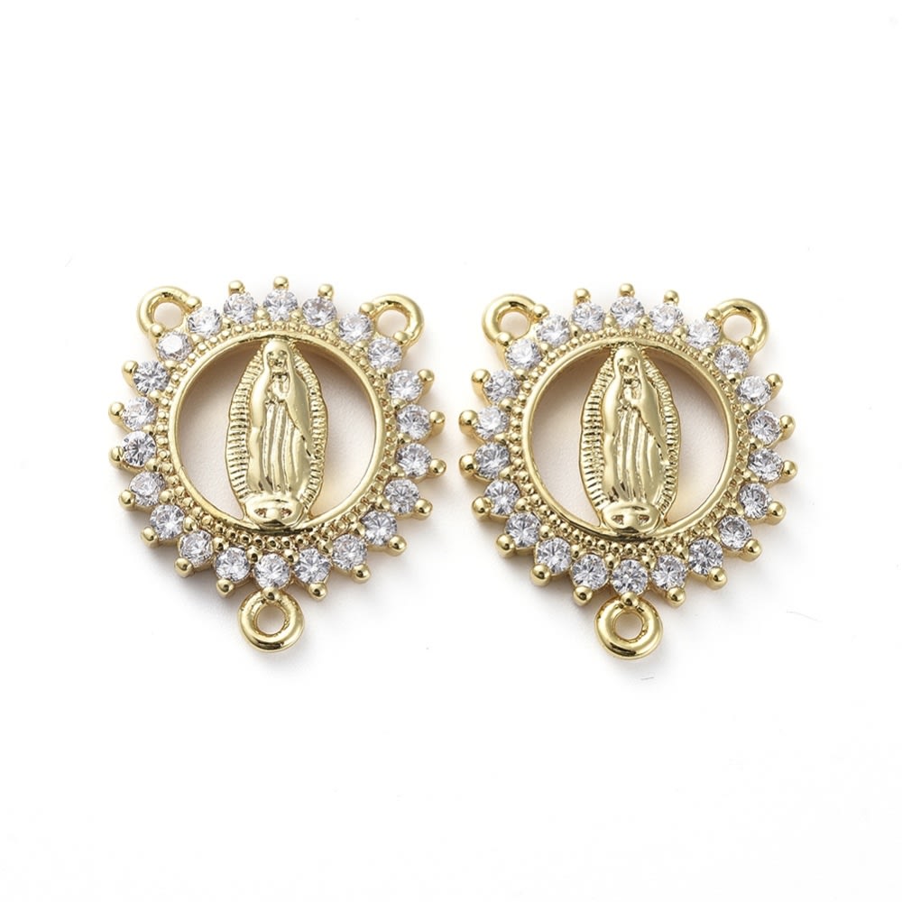 Dije conector vitela centro de rosario virgen baño de oro / unidad2