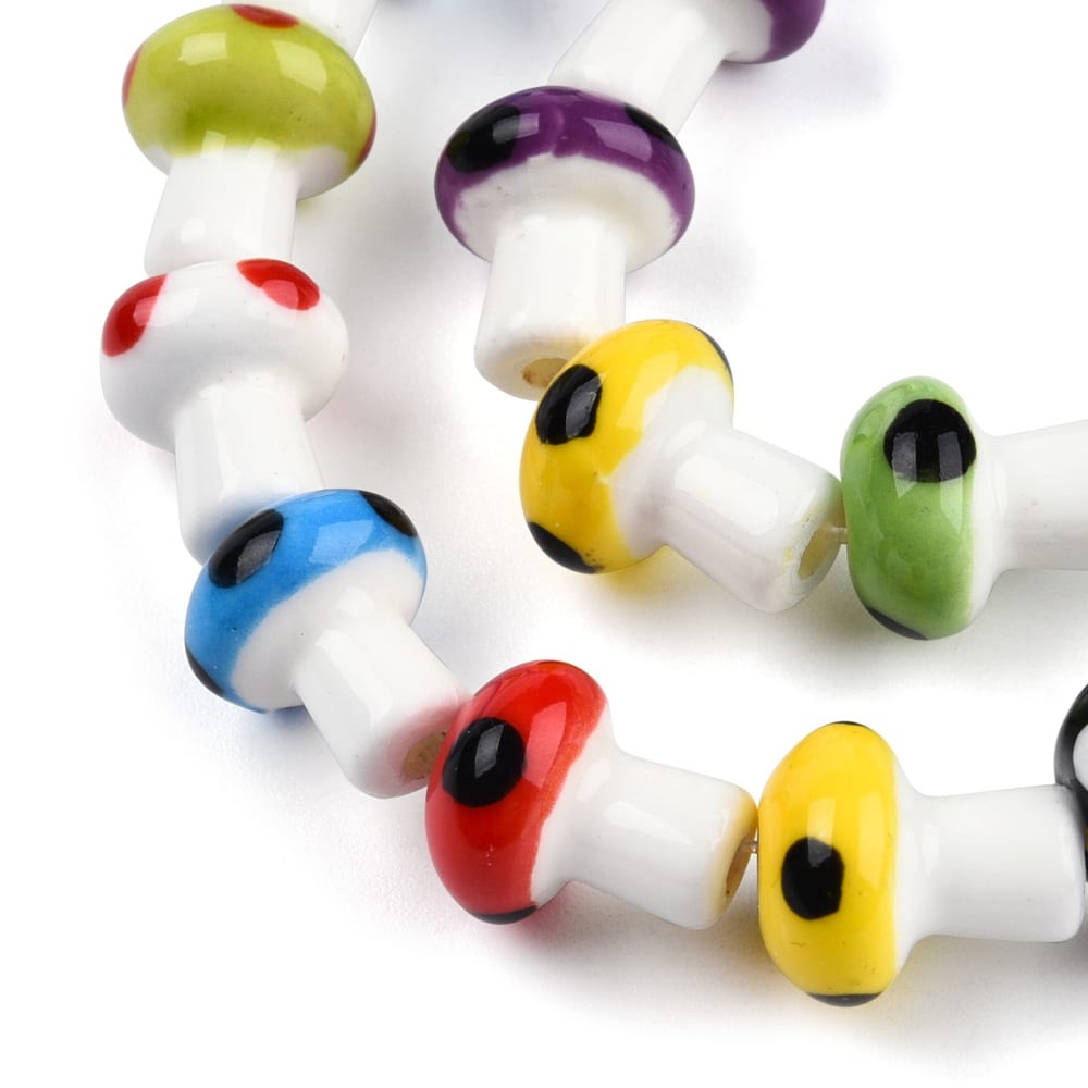 Pasador honguitos hongos multicolor porcelana / Sarta2