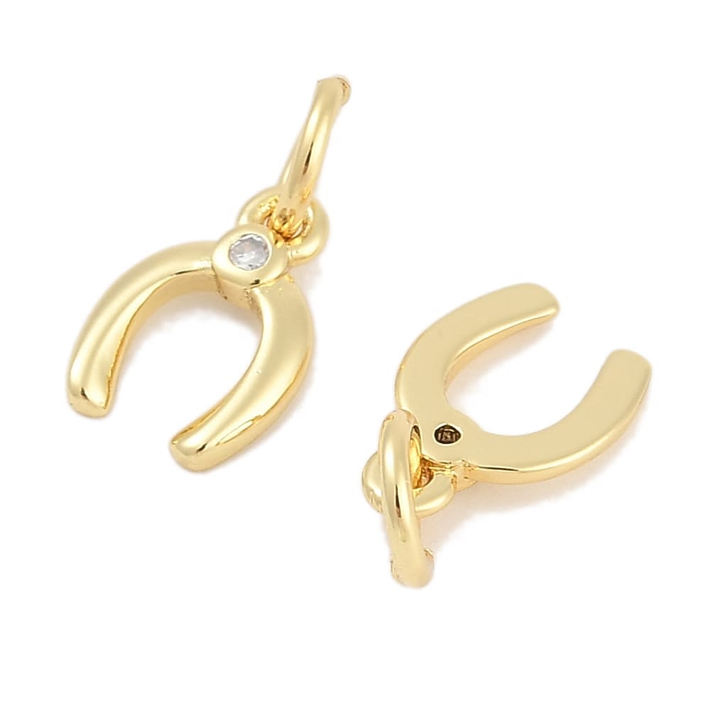 Dije colgante herradura amuleto suerte 9 mm baño oro zircón / unidad2