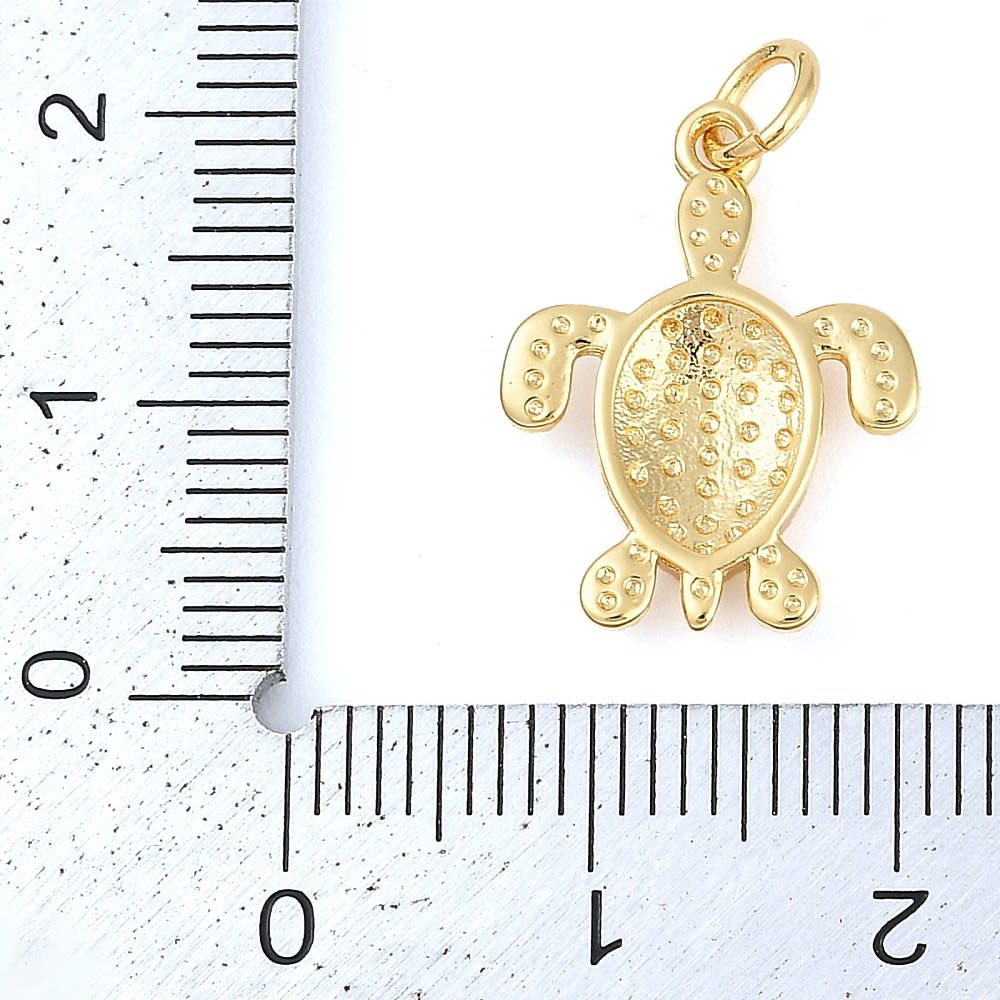 Dije colgante tortuga marina 18.5 mm baño de oro / unidad3