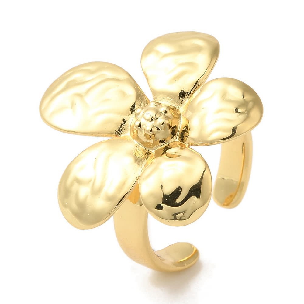 Anillo ajustable Maxi Flor baño oro platino / unidad1