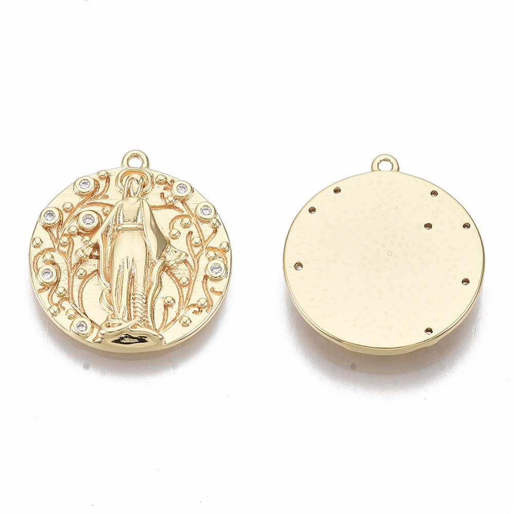 Dije colgante medalla virgen maría 18.5 mm zircón / unidad1