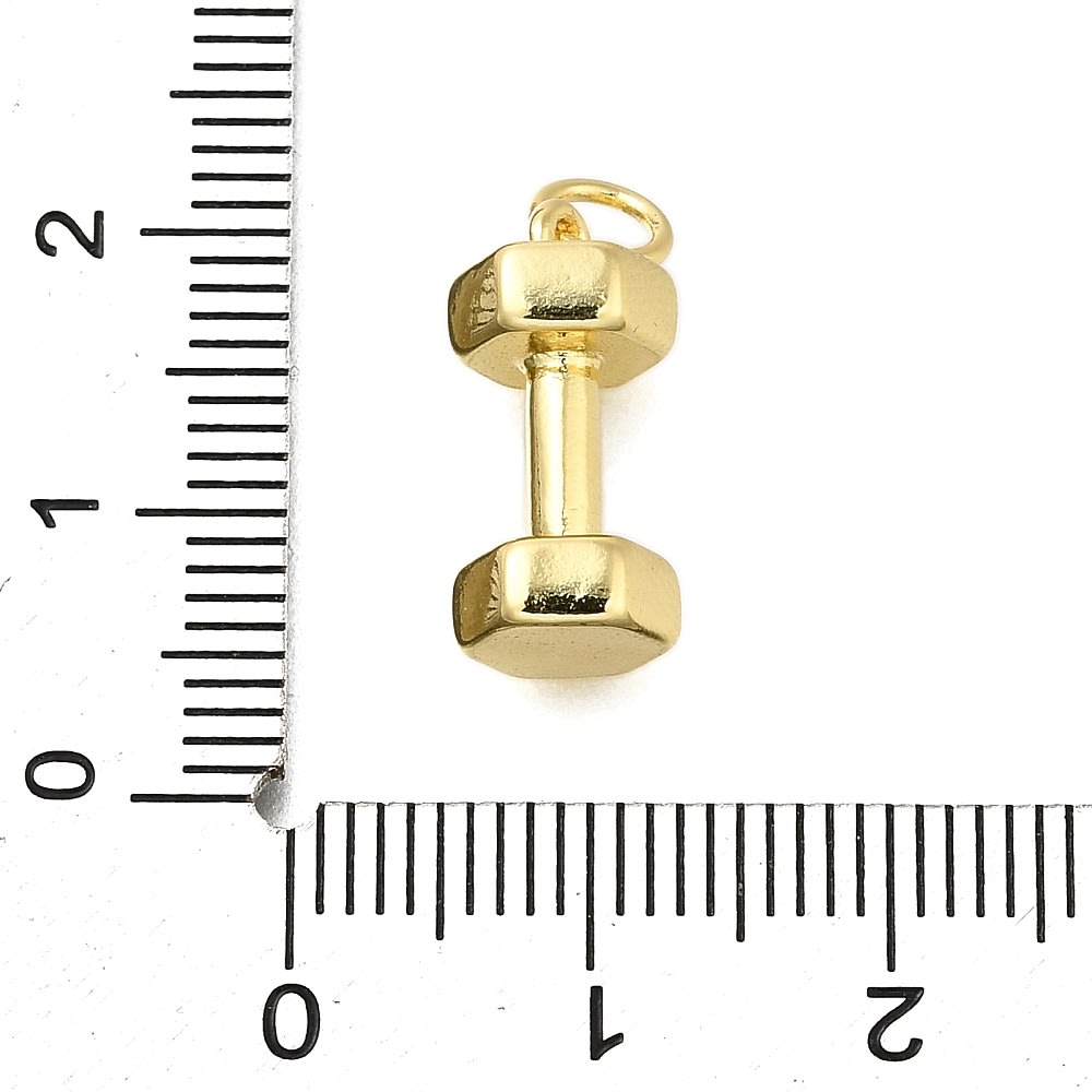 Dije colgante mancuerna pesa gym 16 mm baño oro / unidad3