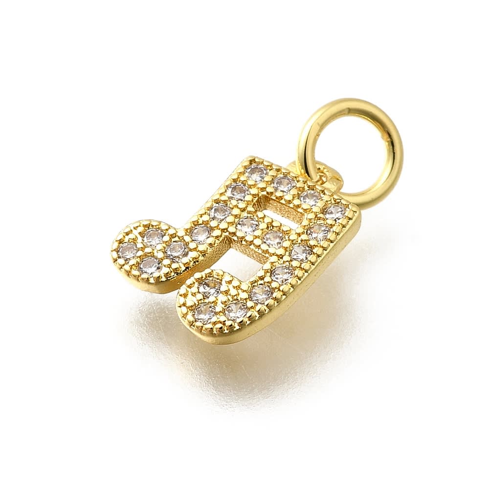Dije colgante nota musical semicorchea 10.5 mm baño de oro / unidad1