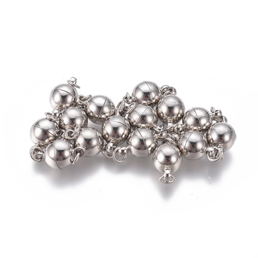 Broche redondo magnético Plateado / set3