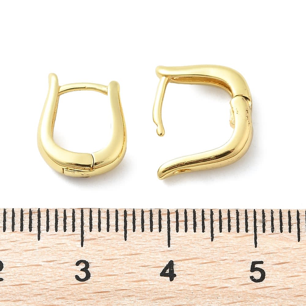 Aros argollas chunky huggie forma de U 13 mm baño oro / par2