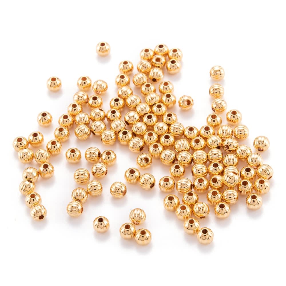 Balines 4 mm corrugado Baño de oro / gramo1