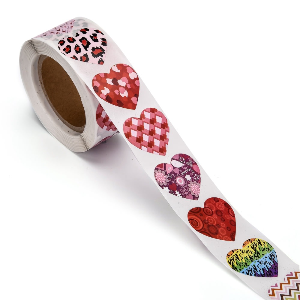 Rollo 500 Etiquetas Adhesivas Sticker 24 mm corazones3