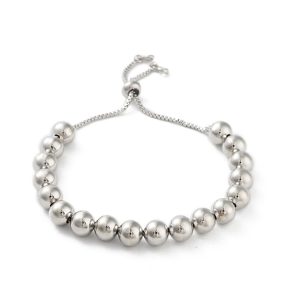 Pulsera ajustable balines 8 mm baño platino / unidad1