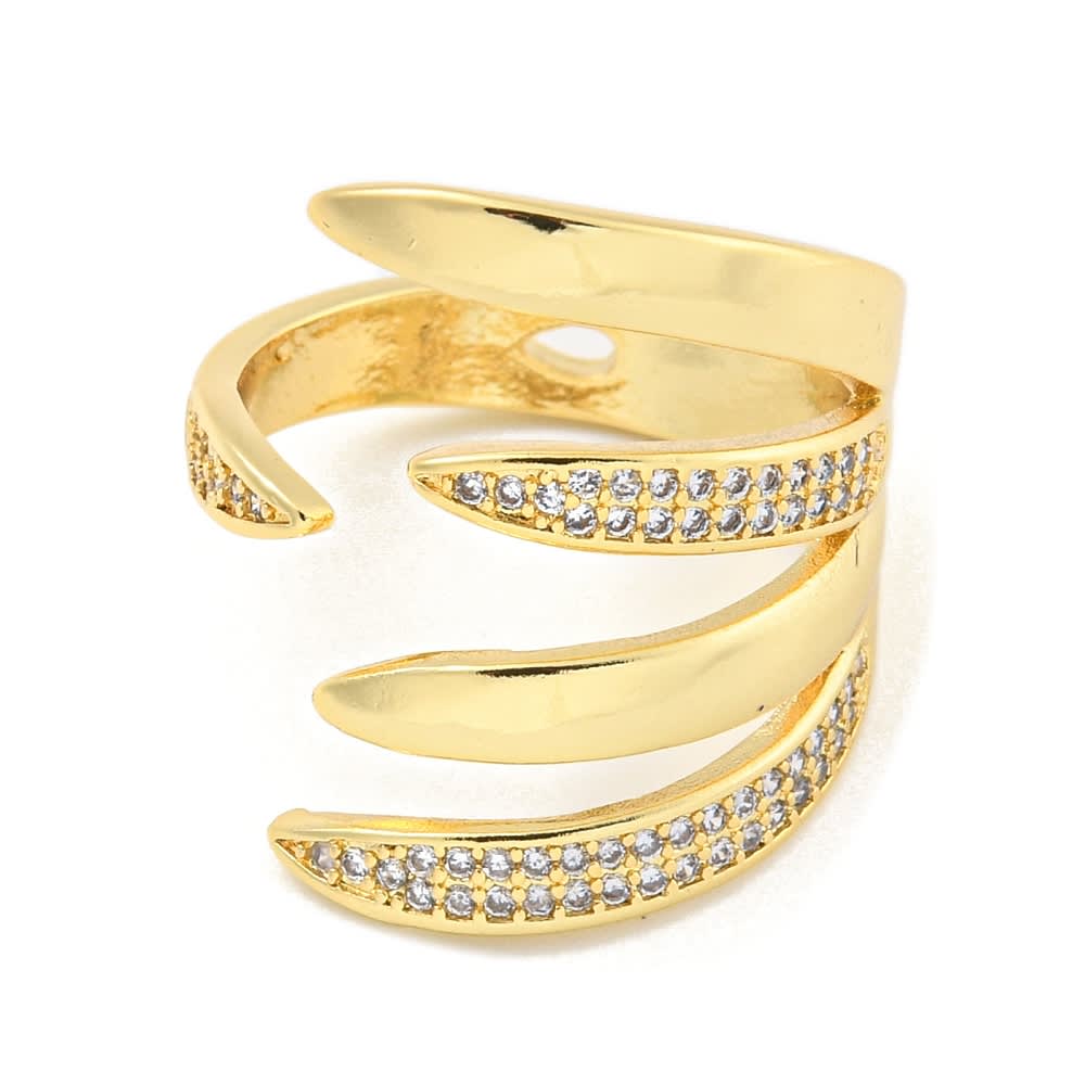 Anillo ajustable líneas zircón baño de oro / unidad2