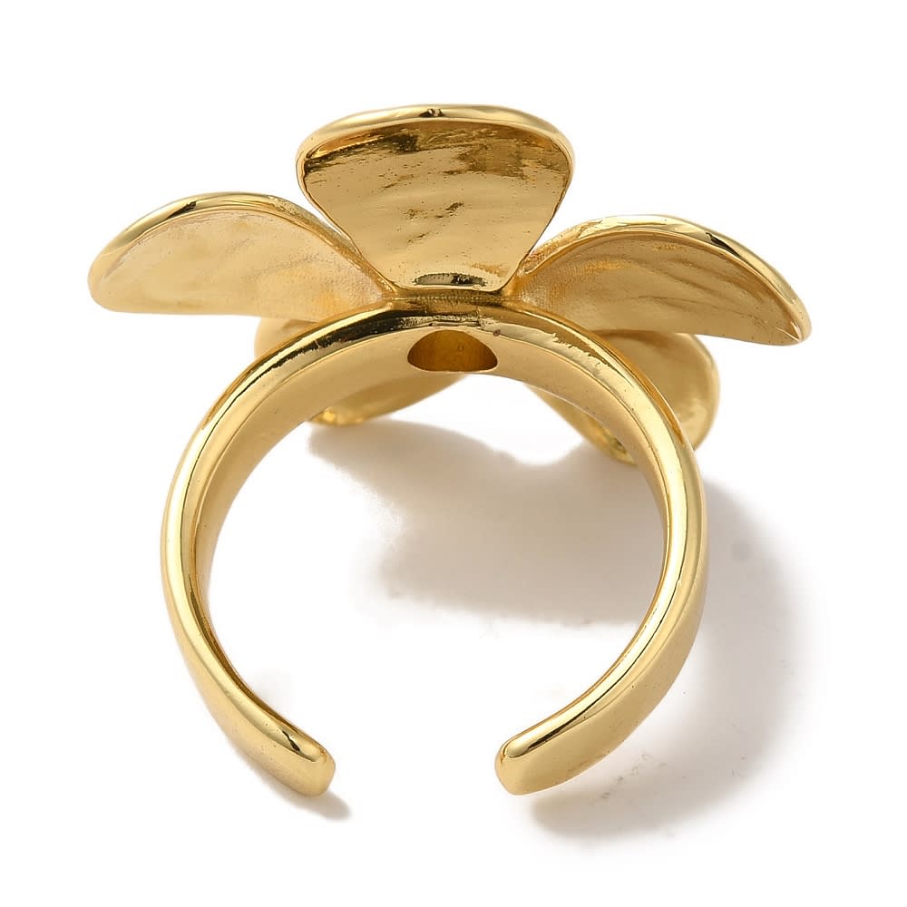 Anillo ajustable Maxi Flor baño oro platino / unidad3