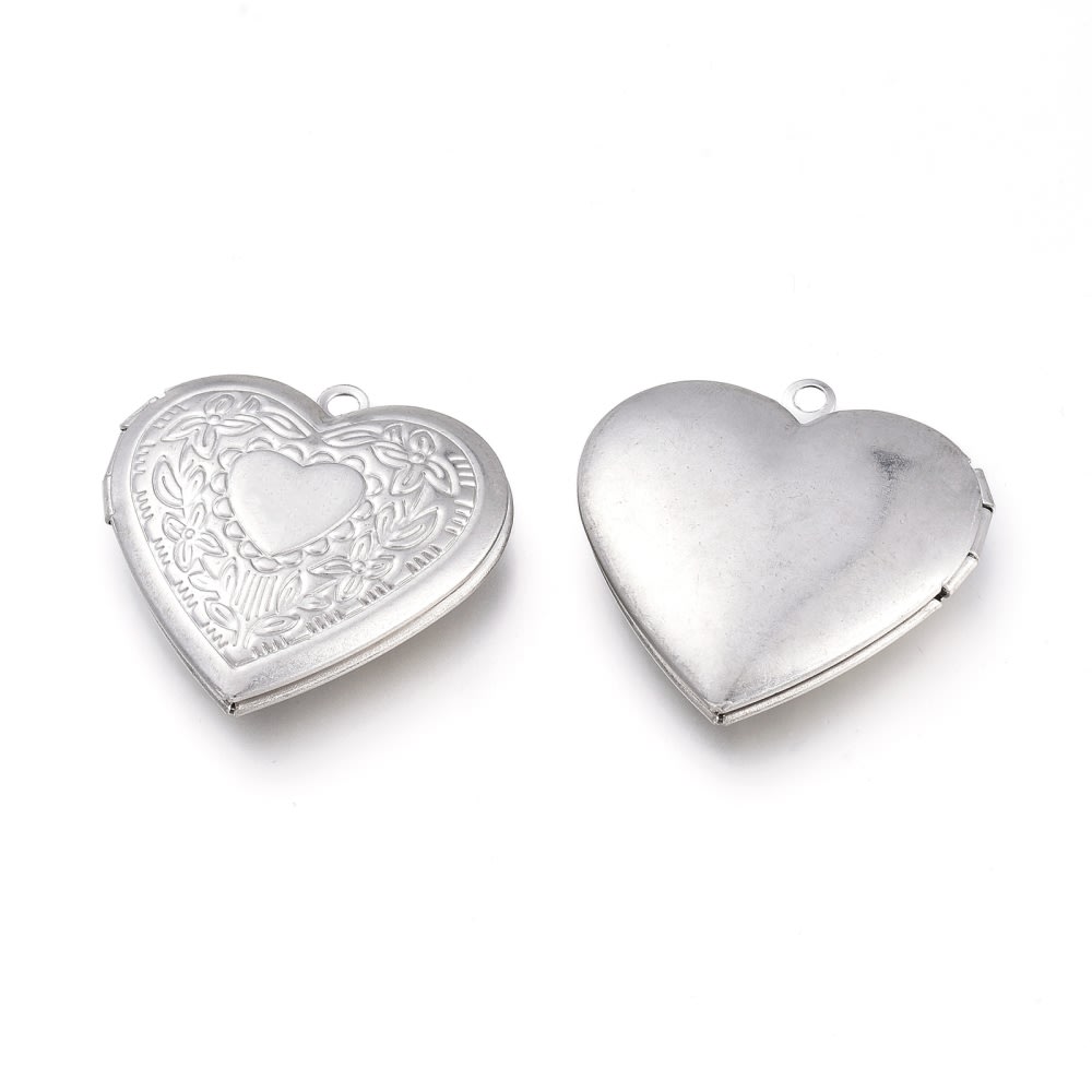 Relicario foto portafoto locket Corazón acero / unidad1