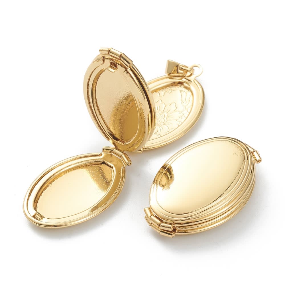 Relicario portafoto locket Triple Flor Baño de Oro cuatro foto / unidad3