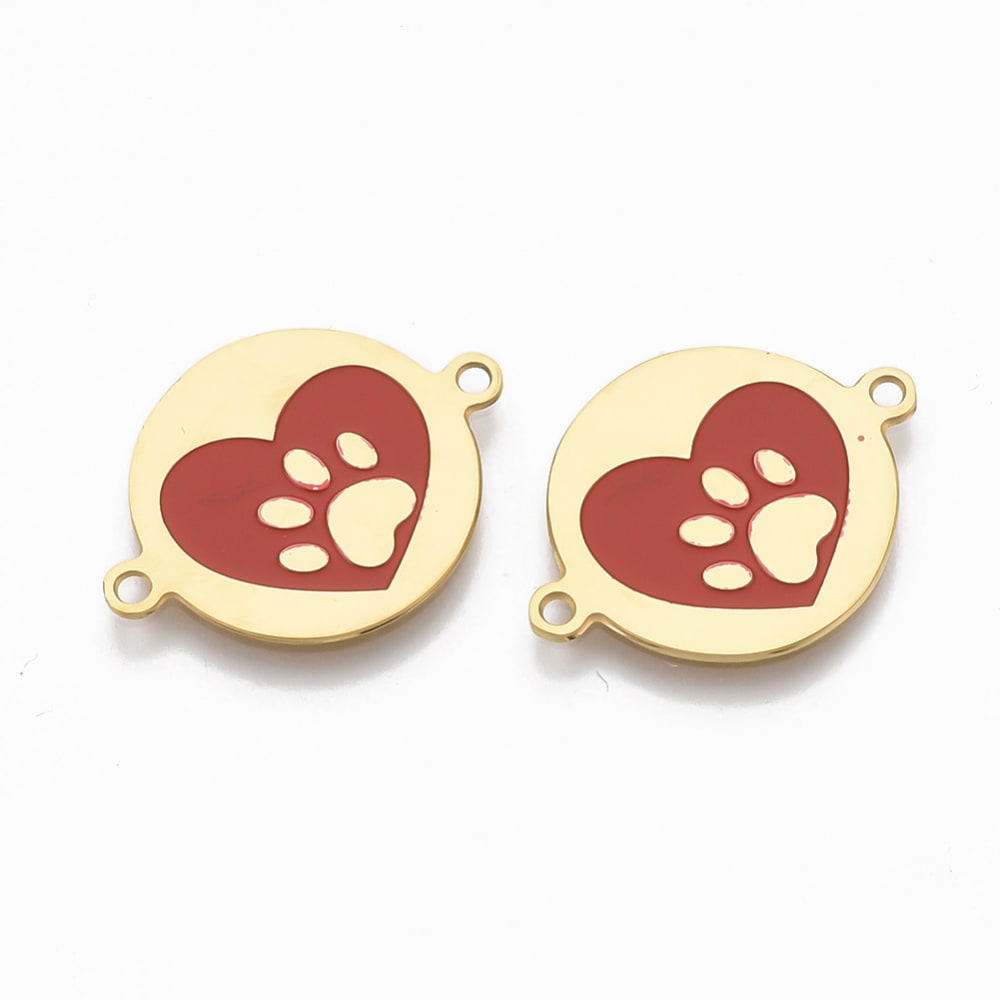 Dije conector perro gato Cat Dog lover acero / unidad5