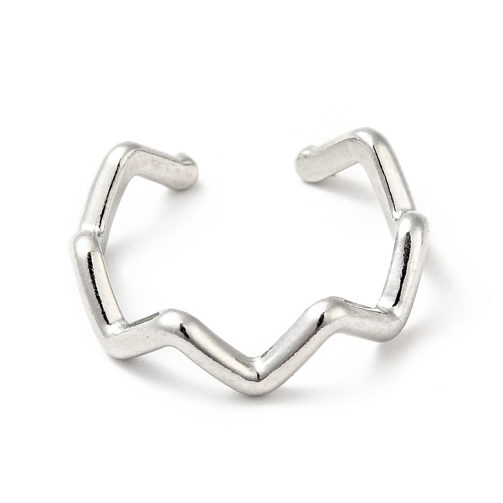 Anillo ajustable minimalista zig zag acero dorado plateado / unidad2