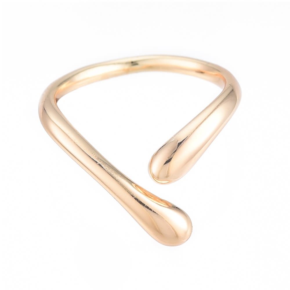 Anillo ajustable de lágrima cruzada grueso baño de oro / unidad1