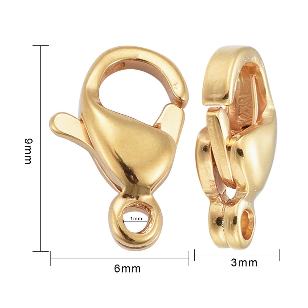 Broche pico loro 9 mm acero dorado / unidad3