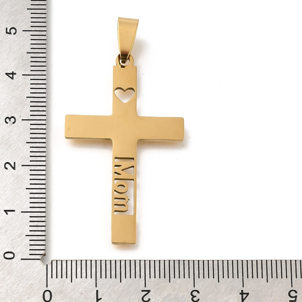 Dije colgante cruz calada dad mom papá mamá acero / unidad3