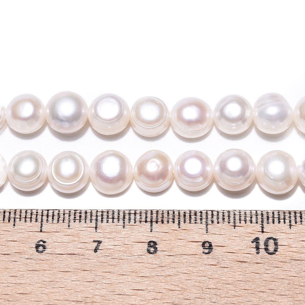 Abalorios cuentas perla achatada de río cultivada orificio chico / unidad3