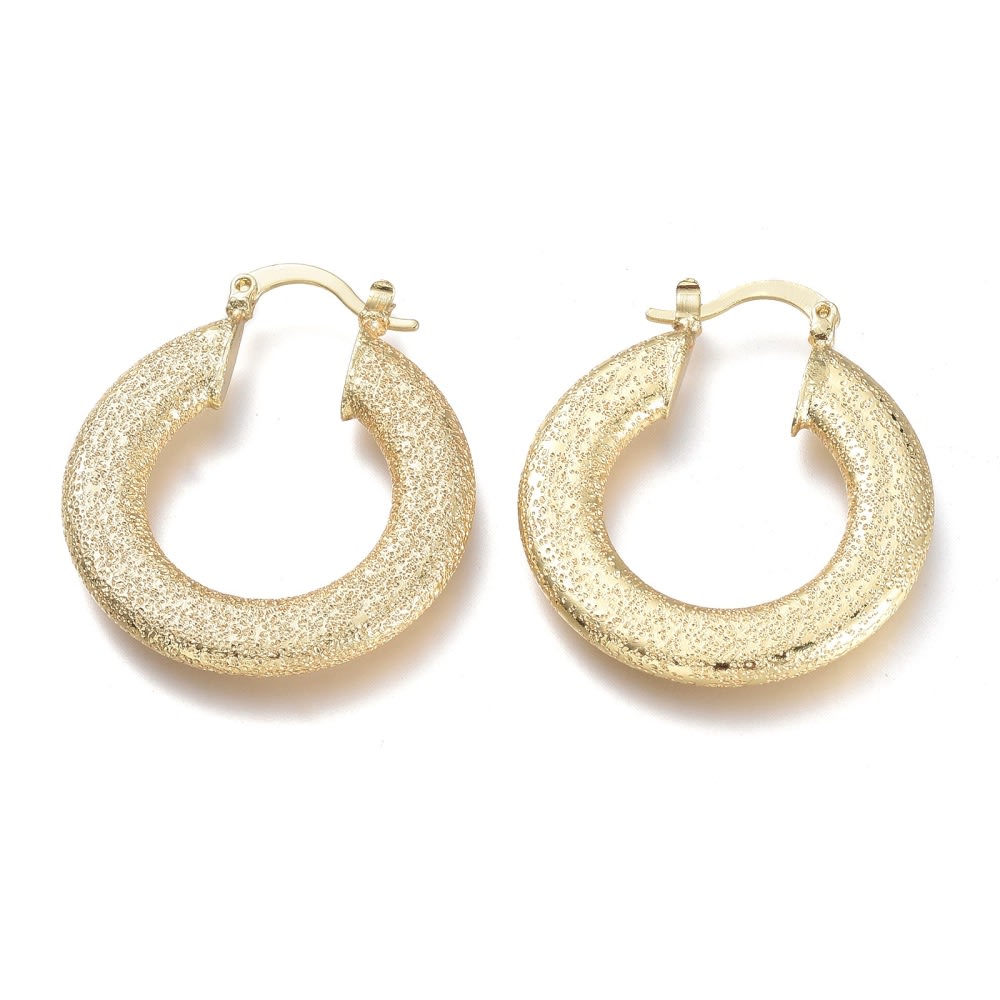 Aros argollas aretes con textura y forma de anillo plano / par3