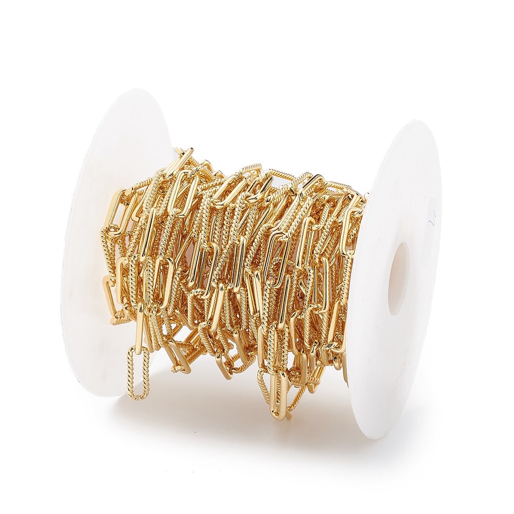 Cadena eslabón clip liso texturizado baño de oro / metro2