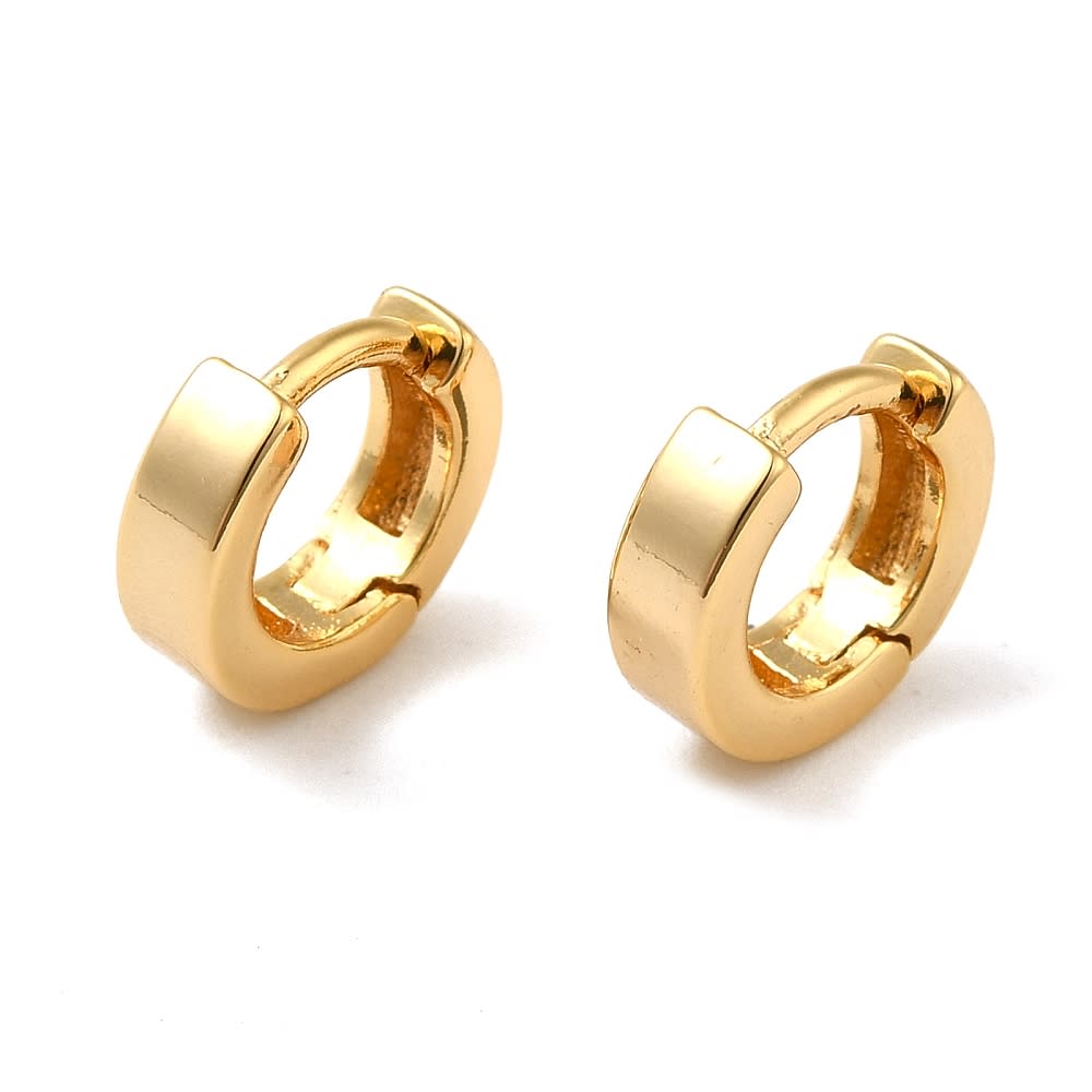 Aros argollas aretes huggie 10 mm baño oro / par1