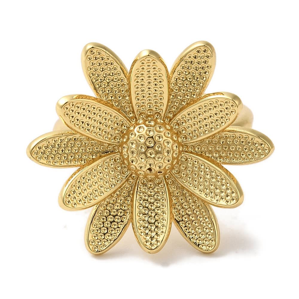 Anillo ajustable flor margarita baño de oro / unidad2